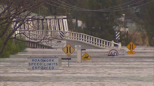 Flooding in Wiseman's Ferry on the Hawkesbury in NSW.