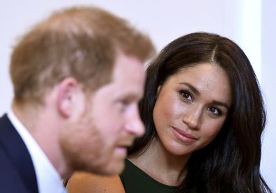 The Duke and Duchess of Sussex attend the annual WellChild Awards in London, Tuesday Oct. 15, 2019. The WellChild Awards celebrate the inspiring qualities of some of the country's seriously ill young people. (Toby Melville/Pool via AP)