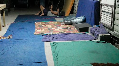 Beds on the floor of a makeship camp at the former Manus Island centre. (Asylum Seeker Resource Centre)