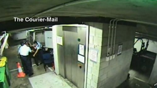 Mr Flori leaked a video showing police officers and a man at the Surfers Paradise station. (9NEWS)