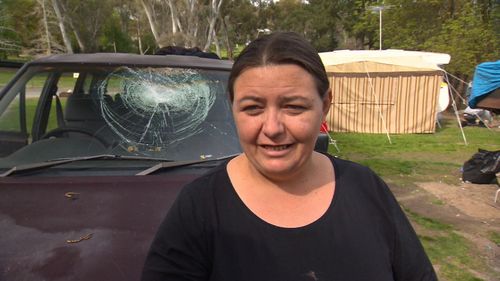 Michelle Polomka was sitting in the passenger seat, centimetres from where the brick struck the windscreen.