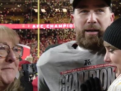 Taylor Swift, Travis Kelce and Donna Kelce