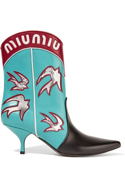 <a href="https://www.net-a-porter.com/au/en/product/657978/Miu-Miu/Ayers-appliqued-leather-boots" target="_blank">Boots, $2700, Miu Miu at net-a-porter.com</a>
