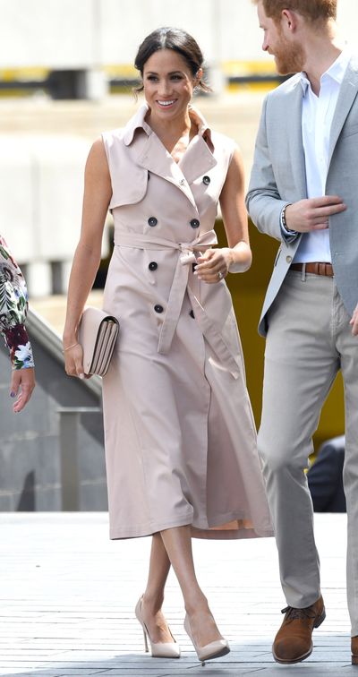 The Duchess of Sussex in ready-to-wear label, NONIE, at the Nelson Mandela Centenary Exhibition in London, July, 2018