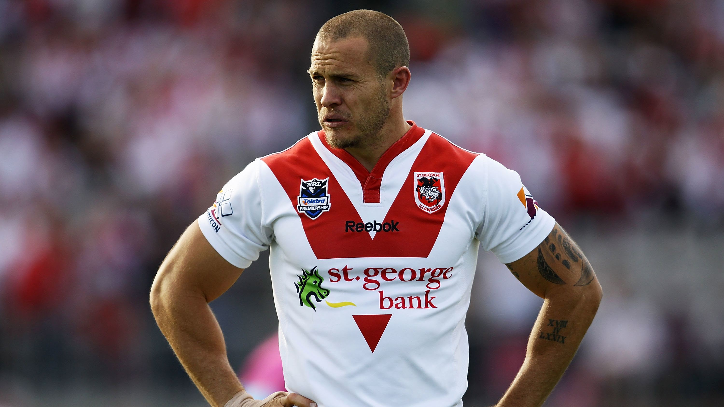 Matt Cooper, pictured in 2010, won the NRL Premiership with the St George Illawara Dragons.