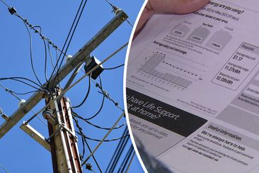 Electricity lines and a power bill.