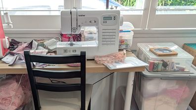 Sewing room storage makeover with Kmart's smooth and shiny plastic bins