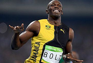 How many 100m dash Olympic titles did Usain Bolt win?