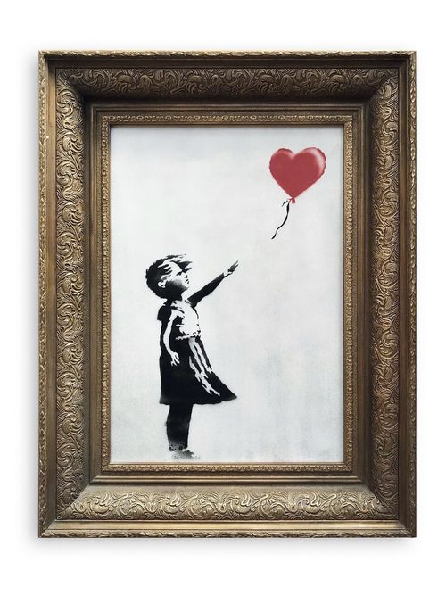 The spray-painted canvas 'Girl with Balloon' by artist Banksy 