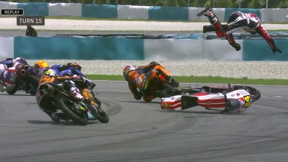 Japanese Moto3 rider Tatsuki Suzuki maintains sens of humour after spectacular crash in Malaysia