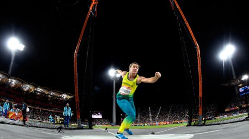 Dani Stevens won a second straight Commonwealth Games women's discus. (AAP)