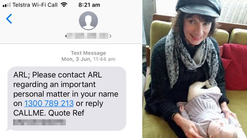 Janet Gordon, and a text message from ARL, similar to the one she received.