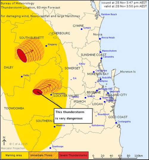 Severe thunderstorm warning issued for south-east Queensland