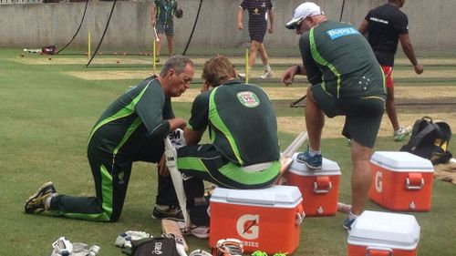 Shane Watson shaken up after being hit in head by bouncer at Aussie training