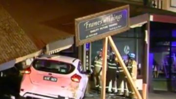 A P-plate driver crashed into a photo framing store in Canterbury last night. (9NEWS)