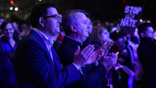 The state's Premier Daniel Andrews (left) attended the vigil. (AAP)