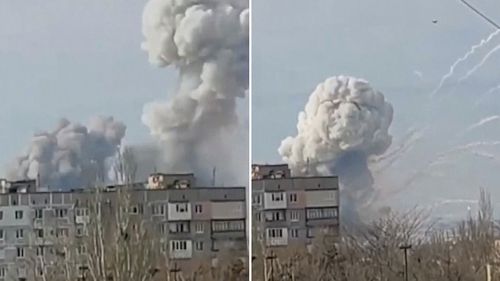 Explosions seen in Ukraine as Russia continues to invade.