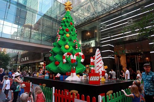 Last year Sydney's Pitt Street Mall featured a Christmas tree made of Lego. (Lisa Maree Williams/Getty)