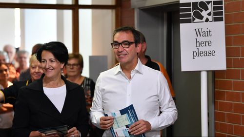 Liberal leader Steven Marshall has cast an early vote in the South Australia election. (AAP)