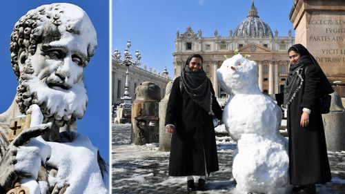 Snow covers Rome and Vatican City. (AP).