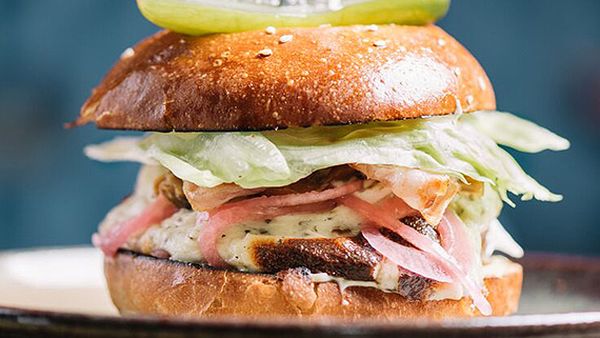 Stokehouse City's beef burger with pickled cucumber