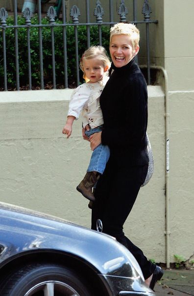 Newsreader's Peter Overton and wife Jessica Rowe with their young family, including daughters Allegra and Giselle are seen shopping in Rose Bay on July 10, 2009 in Sydney, Australia. 