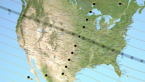 A map of the United States showing the path of totality for the August 21, 2017 total solar eclipse. (Image: NASA)