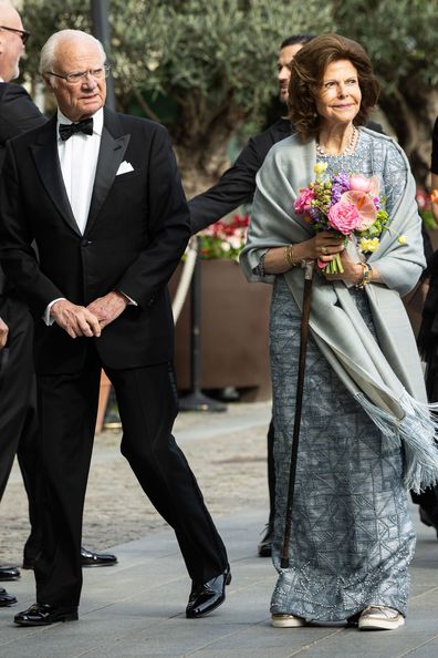 STOCKHOLM, SWEDEN - MAY 27: King Carl XVI Gustaf of Sweden and Queen Silvia of Sweden attend the Polar Music Prize 2025 at Grand Hôtel on May 27, 2025 in Stockholm, Sweden. (Photo by Michael Campanella/Getty Images)