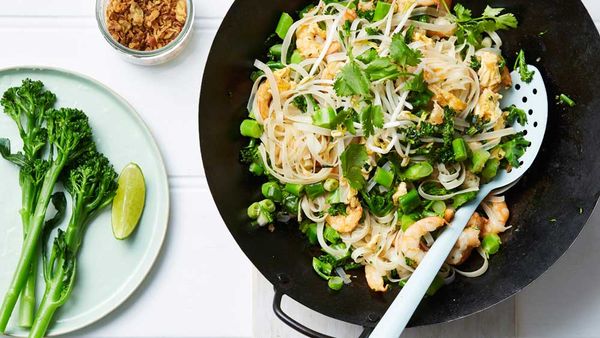 Prawn and broccolini pad Thai recipe