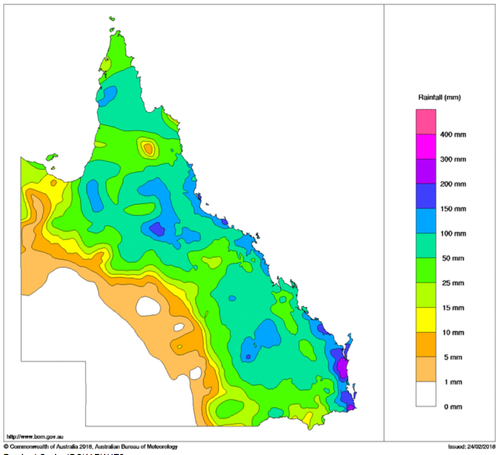 More than 150mm of rain fell in parts of Queensland over the past week. (Bureau of Meteorology)