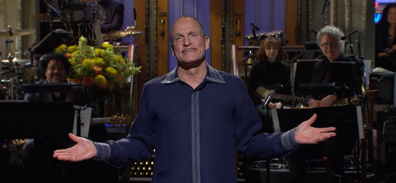 Woody Harrelson during his recent SNL monologue and hosting appearance. February 2023.