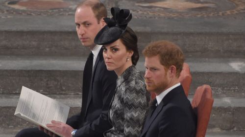 The Duke and Duchess of Cambridge with Prince William at the 'Service of Hope'. (AAP)