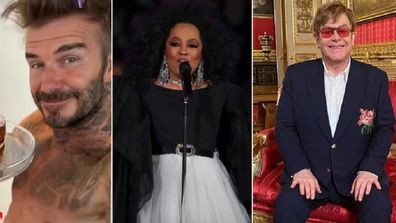 David Beckham Diana Ross Elton John Queen Elizabeth concert