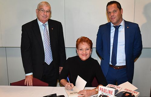 Senator Brian Burston, One Nation leader Senator Pauline Hanson and Senator Peter Georgiou. (AAP)