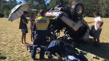 Emergency services treat a teenager after a 4WD buggy crash.