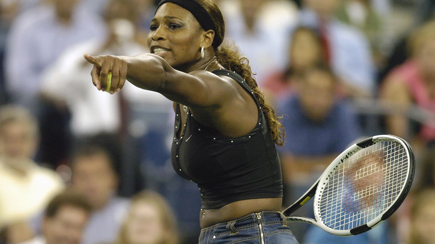 Serena Williams argues a call during her 2004 US Open loss to Jennifer Capriati.