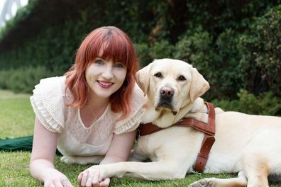 Ingrid Barnes with her guide dog Banner.