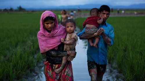 Thousands of Rohingya have fled to Bangladesh after security forces started slaughtering the ethic minority. (AAP)