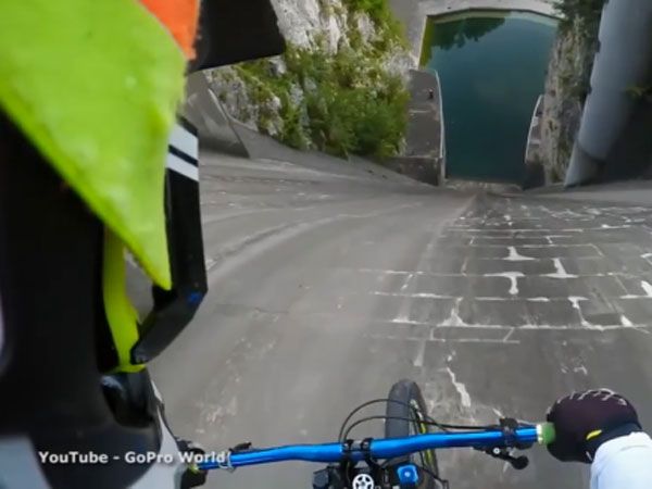 Mountain biker conquers 60m dam wall