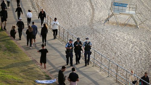 People exercising in Bondi in Sydney.