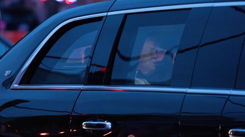 President Donald Trump arrives to the White House Correspondents Dinner, Saturday, April 25, 2026, in Washington. 