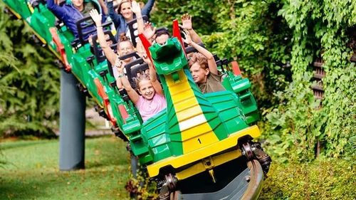 Promotional image of Legoland's Fire Dragon rollercoaster ride