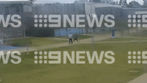 CCTV footage of an inmate at Cessnock prison attacking multiple police officers.