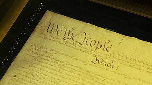 Constitution of the United States on display at National Archives (US National Archives Museum)