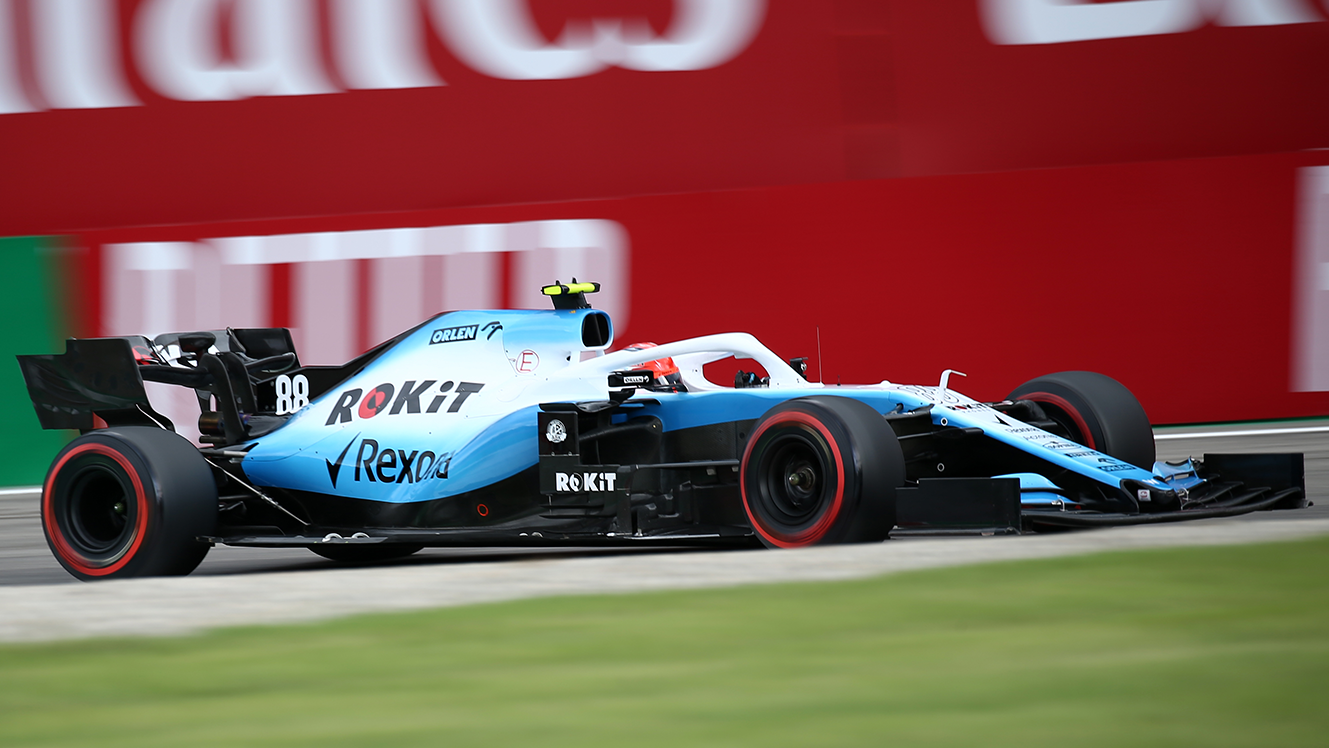 Robert Kubica drives the Williams FW42 during practice for the 2019 Italian Grand Prix.