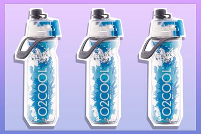 9PR: O2COOL Mist 'N Sip Misting Water Bottle 2-in-1 Mist and Sip Function with No Leak Pull Top Spout
