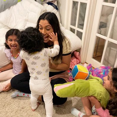 Anaita Sarkar with her three children.