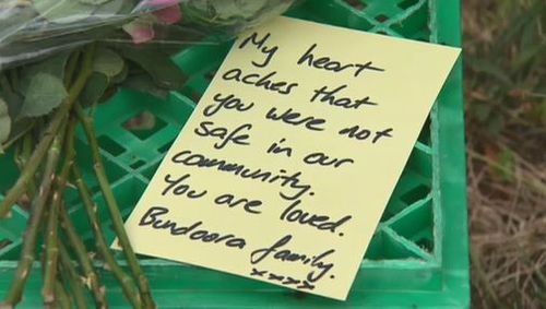 People have left notes and flowers in memory of the Israeli student.