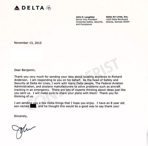 Delta's Senior Vice President of Safety, Security and Compliance responded to Ben's letter. (Consumerist)