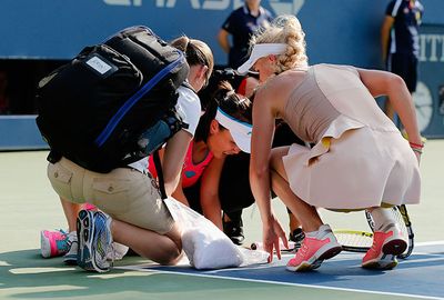 Wozniacki showed concern for her opponent.